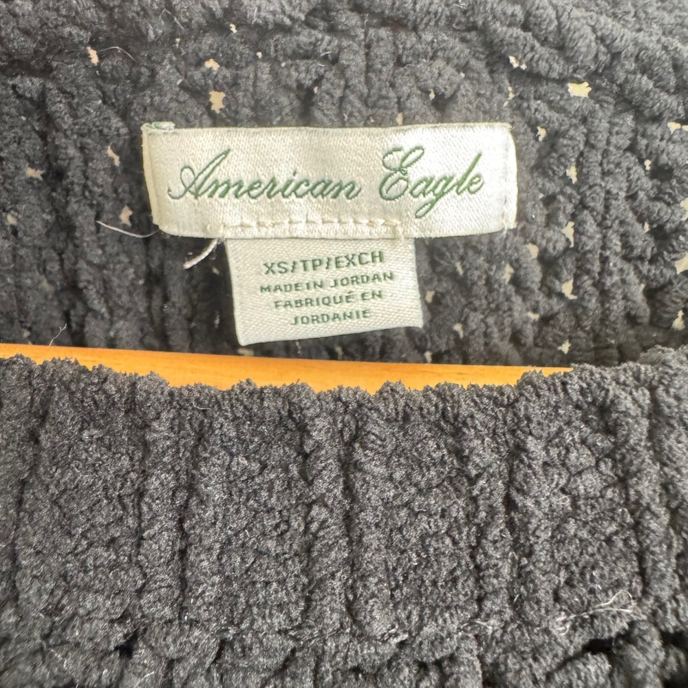 American Eagle Sweater Women XS Black Excellent Chenille Knit Minimalist Casual - Picture 3 of 6